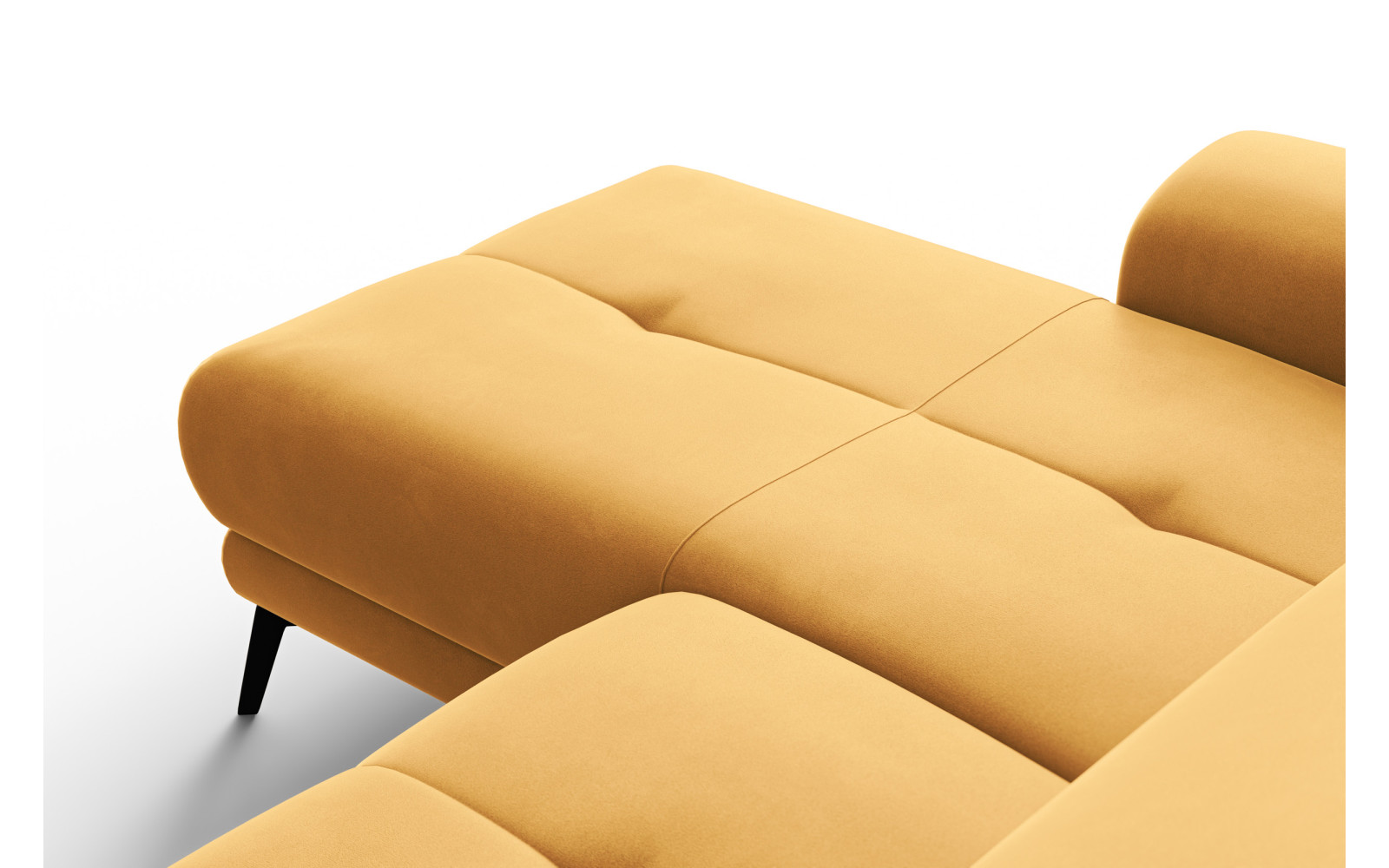 Ecksofa Relax 4-Sitzer links FIERO, Gelber Veloursstoff