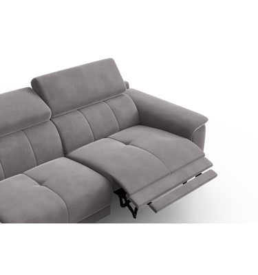 Ecksofa Relax 4-Sitzer links FIERO, Dunkelgrauer Veloursstoff