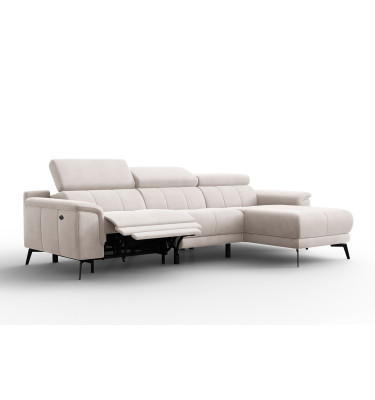 Ecksofa Relax 4-Sitzer rechts FIERO, Beiger Veloursstoff