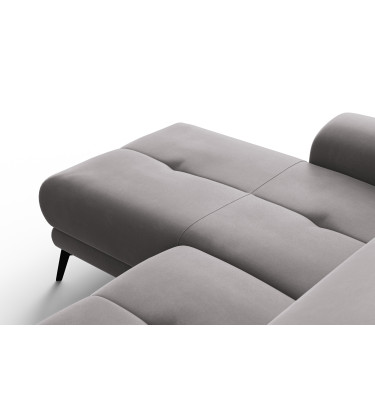 Ecksofa Relax 4-Sitzer links FIERO, Dunkelgrauer Veloursstoff