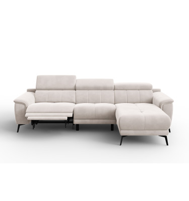 Ecksofa Relax 4-Sitzer rechts FIERO, Beiger Veloursstoff