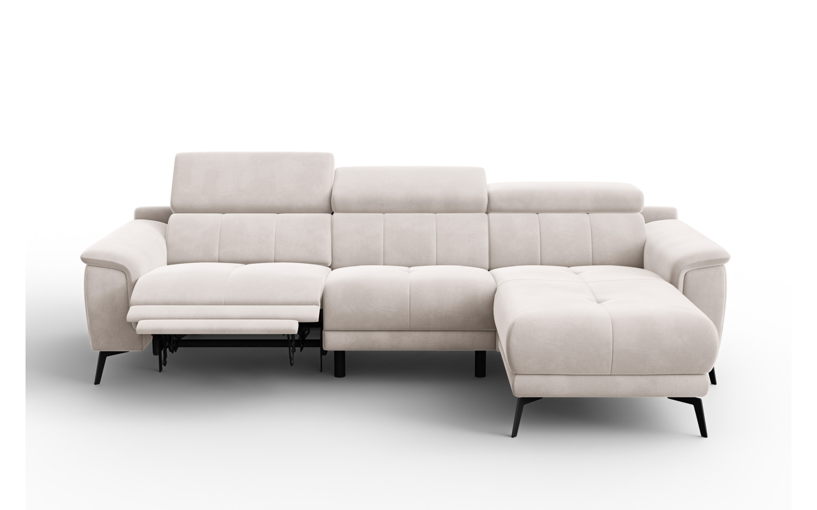 Ecksofa Relax 4-Sitzer rechts FIERO, Beiger Veloursstoff