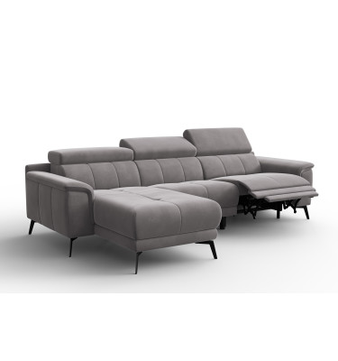 Ecksofa Relax 4-Sitzer links FIERO, Dunkelgrauer Veloursstoff