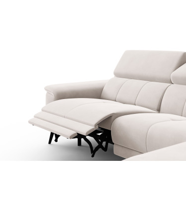 Ecksofa Relax 4-Sitzer rechts FIERO, Beiger Veloursstoff