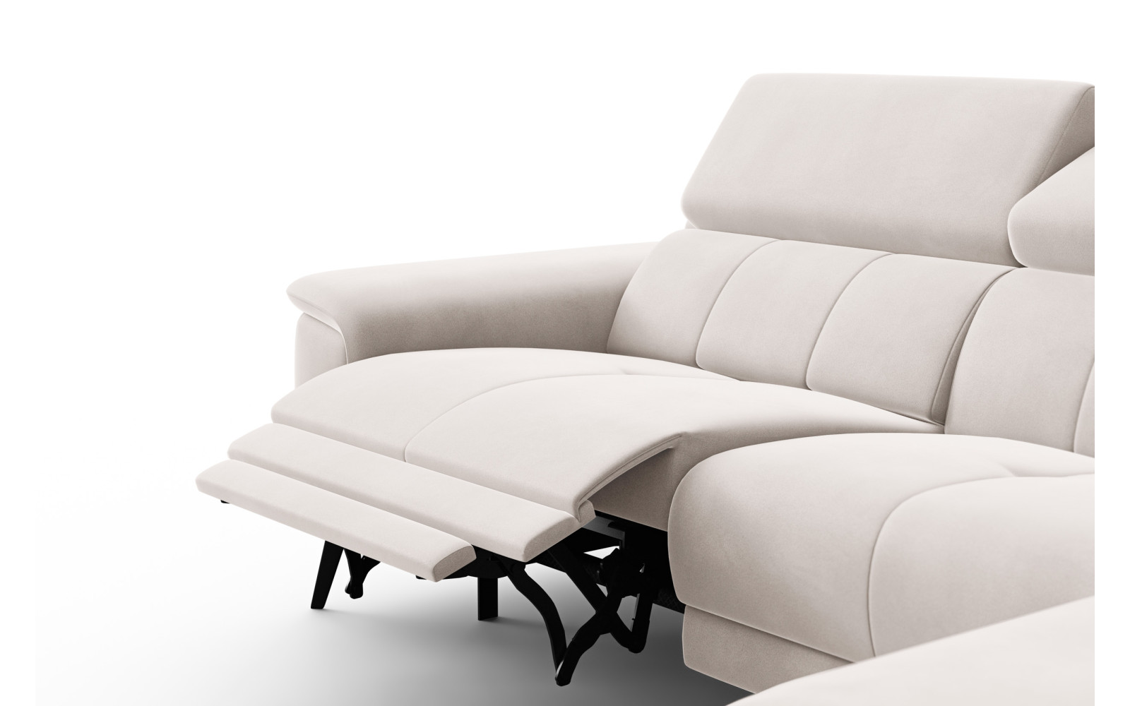 Ecksofa Relax 4-Sitzer rechts FIERO, Beiger Veloursstoff