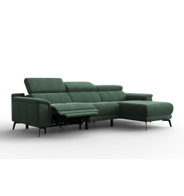 Ecksofa Relax 4-Sitzer rechts FIERO, Grüner Veloursstoff