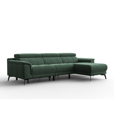 Ecksofa Relax 4-Sitzer rechts FIERO, Grüner Veloursstoff