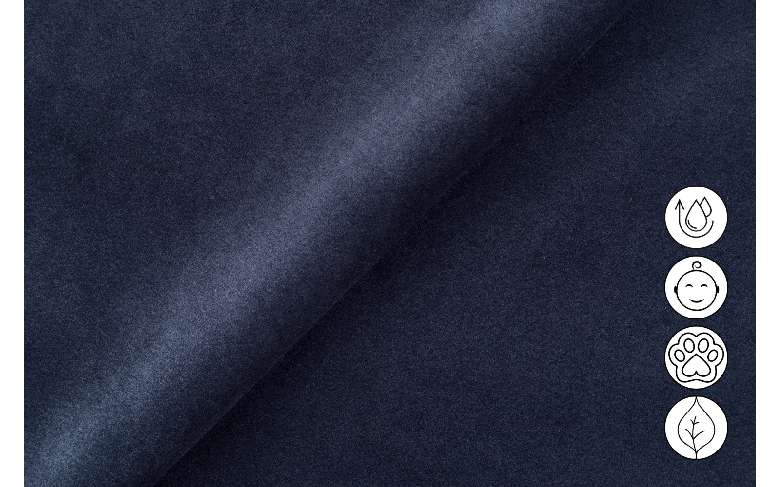 Ecksofa Relax 4-Sitzer rechts FIERO, Marineblauer Veloursstoff