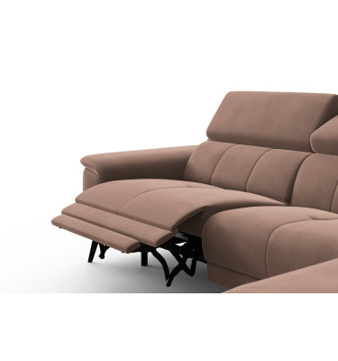 Ecksofa Relax 4-Sitzer rechts FIERO, Brauner Veloursstoff