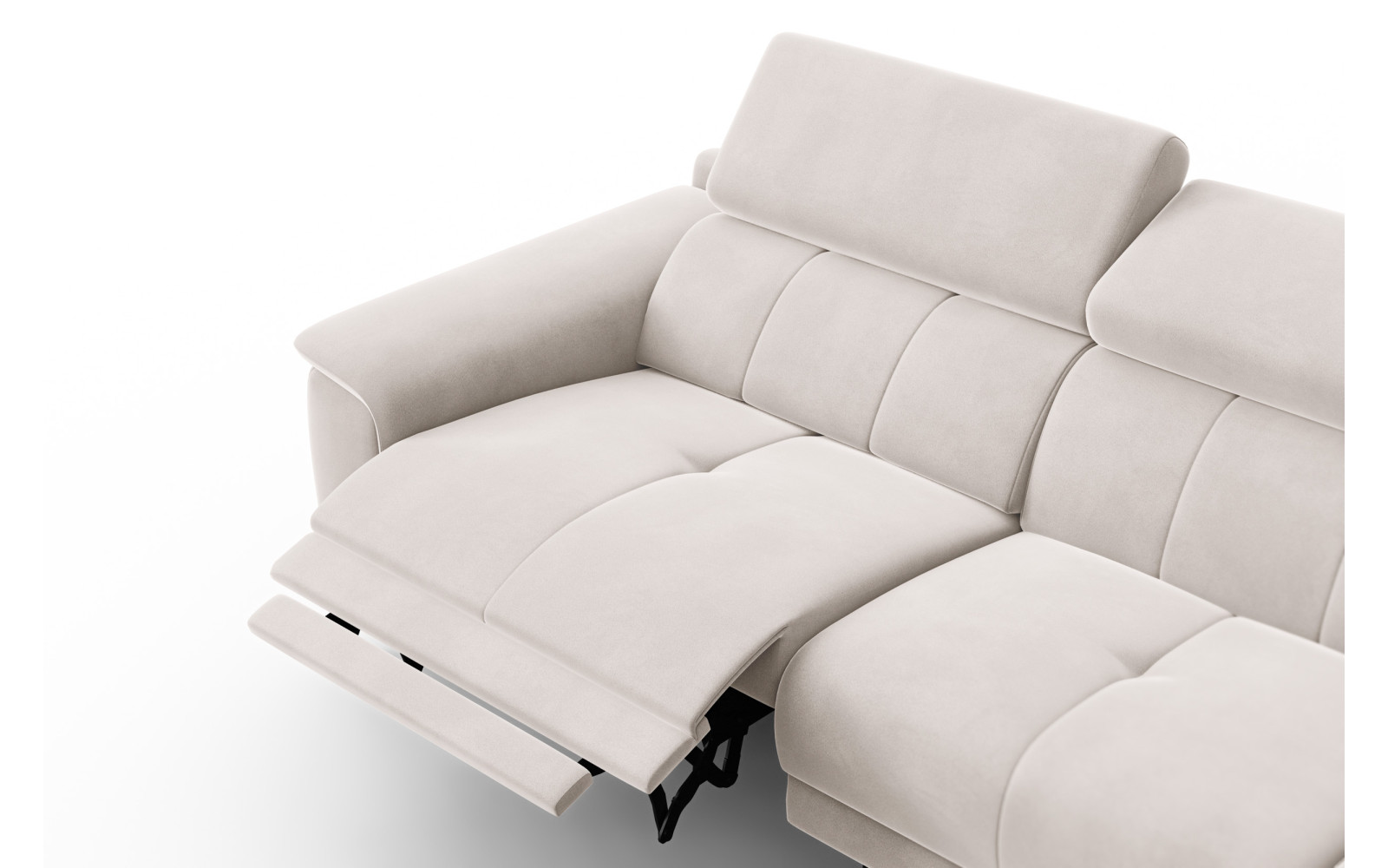 Ecksofa Relax 4-Sitzer rechts FIERO, Beiger Veloursstoff