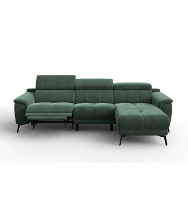 Ecksofa Relax 4-Sitzer rechts FIERO, Grüner Veloursstoff