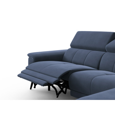 Ecksofa Relax 4-Sitzer rechts FIERO, Marineblauer Veloursstoff