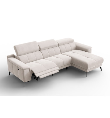 Ecksofa Relax 4-Sitzer rechts FIERO, Beiger Veloursstoff