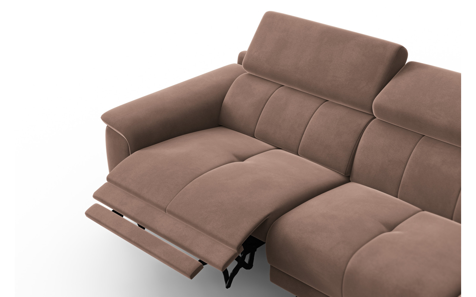 Ecksofa Relax 4-Sitzer rechts FIERO, Brauner Veloursstoff