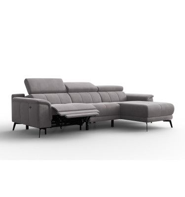 Ecksofa Relax 4-Sitzer rechts FIERO, Dunkelgrauer Veloursstoff