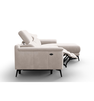 Ecksofa Relax 4-Sitzer rechts FIERO, Beiger Veloursstoff