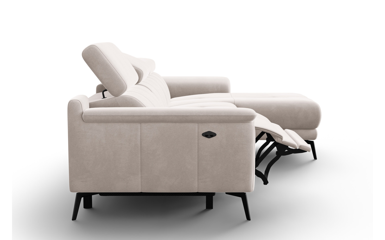 Ecksofa Relax 4-Sitzer rechts FIERO, Beiger Veloursstoff