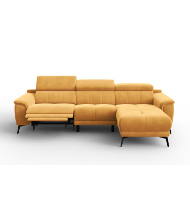 Ecksofa Relax 4-Sitzer rechts FIERO, Gelber Veloursstoff