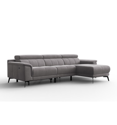 Ecksofa Relax 4-Sitzer rechts FIERO, Dunkelgrauer Veloursstoff