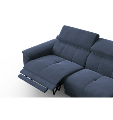Ecksofa Relax 4-Sitzer rechts FIERO, Marineblauer Veloursstoff