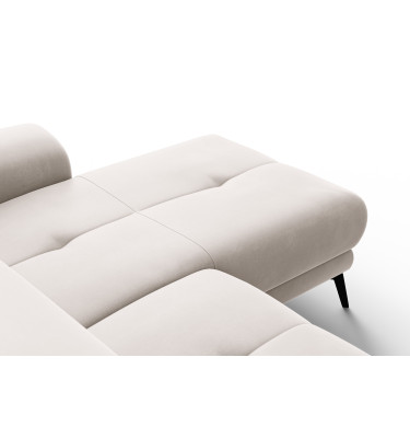Ecksofa Relax 4-Sitzer rechts FIERO, Beiger Veloursstoff