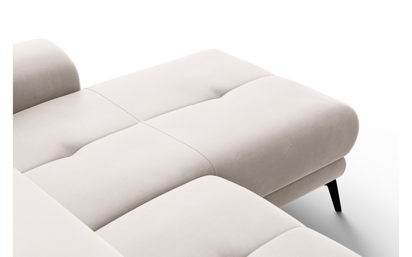 Ecksofa Relax 4-Sitzer rechts FIERO, Beiger Veloursstoff