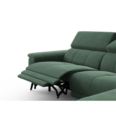 Ecksofa Relax 4-Sitzer rechts FIERO, Grüner Veloursstoff
