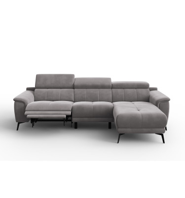 Ecksofa Relax 4-Sitzer rechts FIERO, Dunkelgrauer Veloursstoff