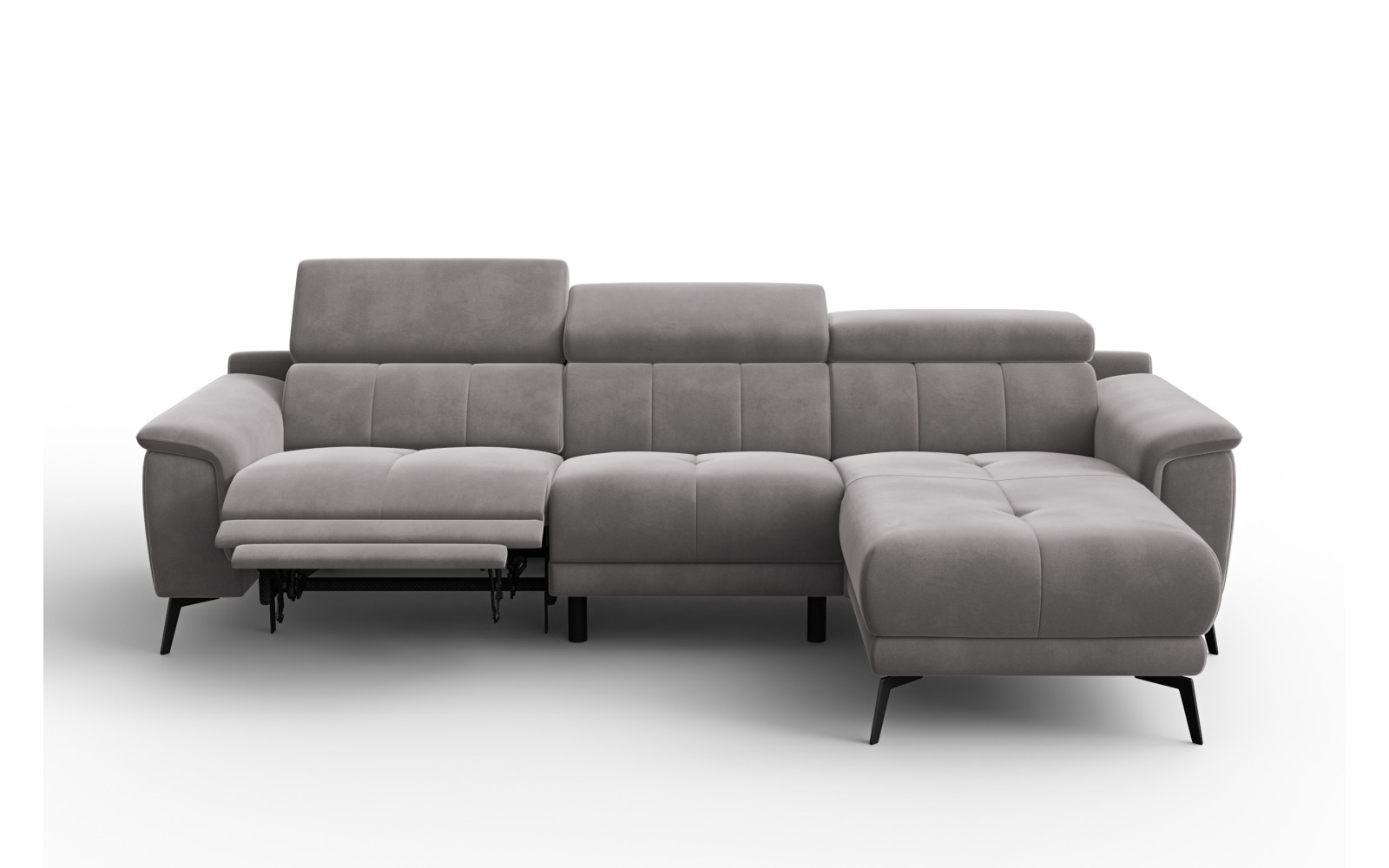Ecksofa Relax 4-Sitzer rechts FIERO, Dunkelgrauer Veloursstoff