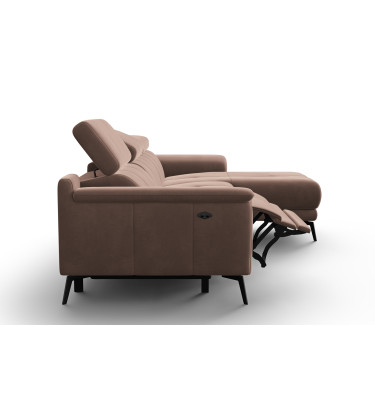 Ecksofa Relax 4-Sitzer rechts FIERO, Brauner Veloursstoff