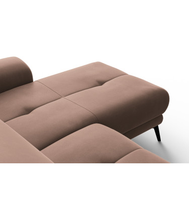 Ecksofa Relax 4-Sitzer rechts FIERO, Brauner Veloursstoff