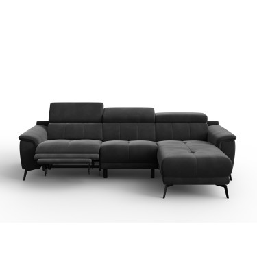 Ecksofa Relax 4-Sitzer rechts FIERO, Schwarzer Veloursstoff