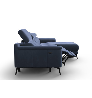 Ecksofa Relax 4-Sitzer rechts FIERO, Marineblauer Veloursstoff