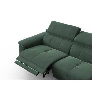 Ecksofa Relax 4-Sitzer rechts FIERO, Grüner Veloursstoff
