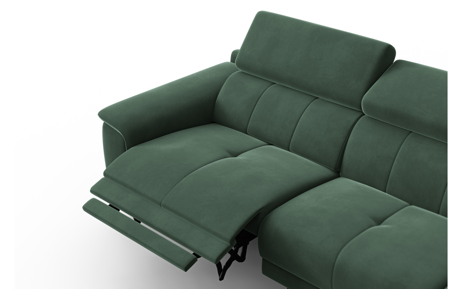 Ecksofa Relax 4-Sitzer rechts FIERO, Grüner Veloursstoff