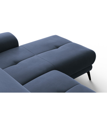 Ecksofa Relax 4-Sitzer rechts FIERO, Marineblauer Veloursstoff