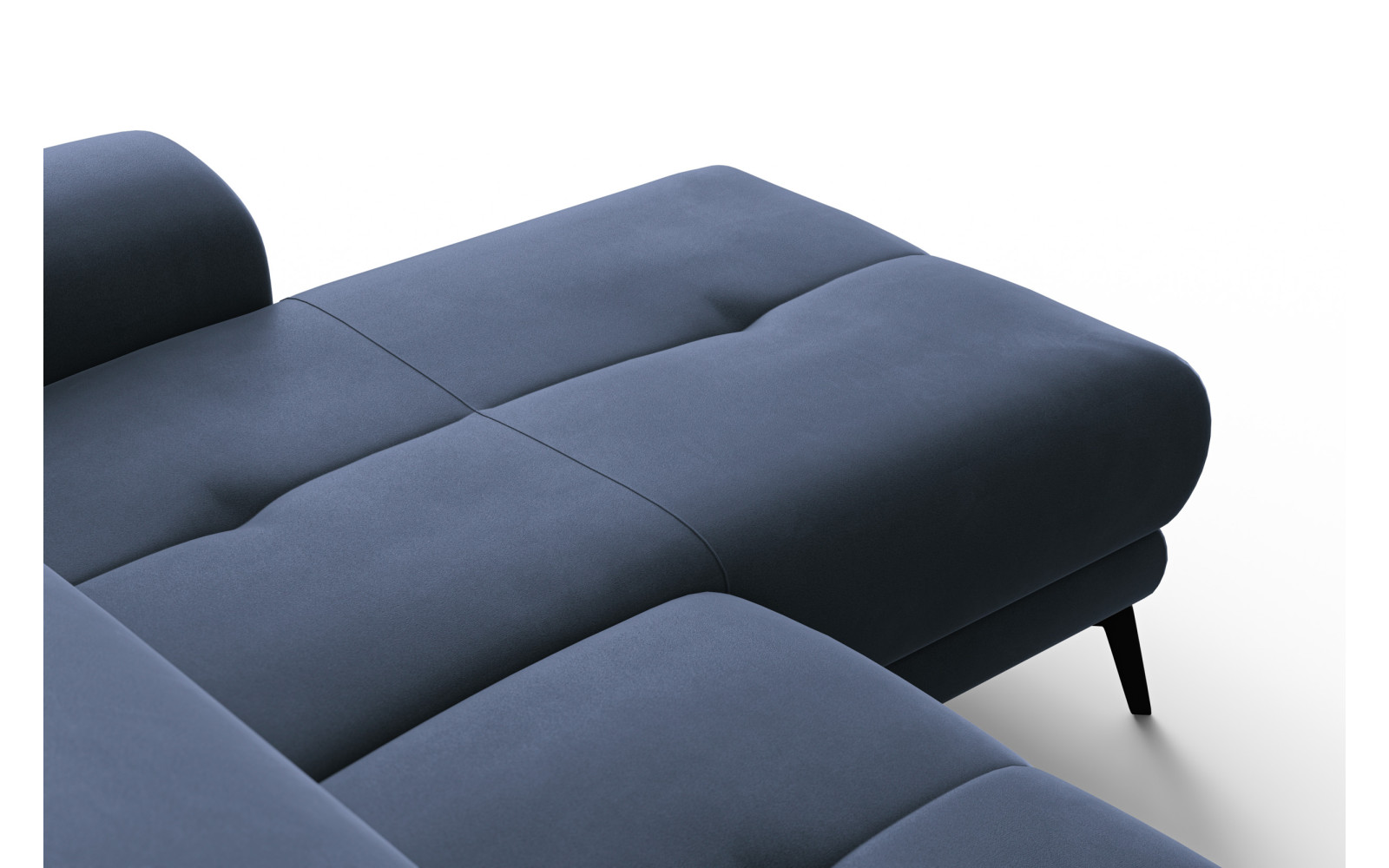 Ecksofa Relax 4-Sitzer rechts FIERO, Marineblauer Veloursstoff