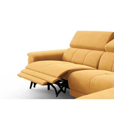 Ecksofa Relax 4-Sitzer rechts FIERO, Gelber Veloursstoff