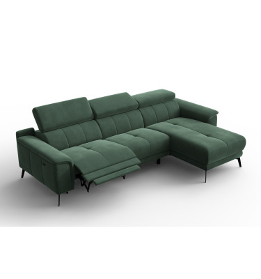 Ecksofa Relax 4-Sitzer rechts FIERO, Grüner Veloursstoff