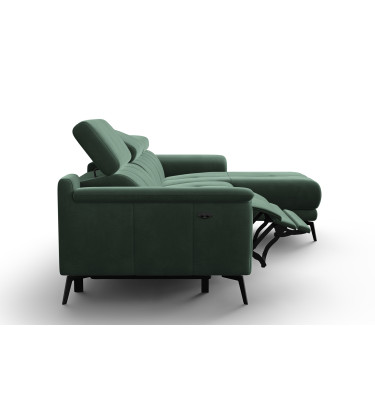 Ecksofa Relax 4-Sitzer rechts FIERO, Grüner Veloursstoff