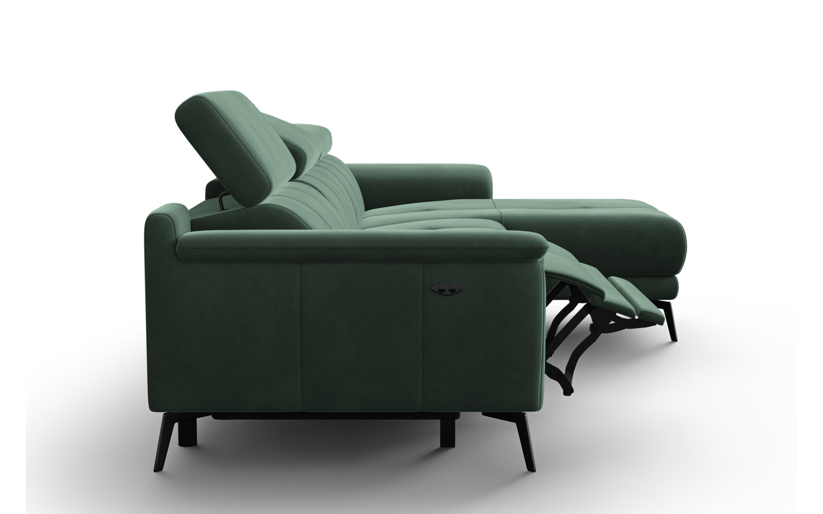 Ecksofa Relax 4-Sitzer rechts FIERO, Grüner Veloursstoff