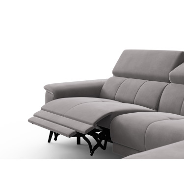Ecksofa Relax 4-Sitzer rechts FIERO, Dunkelgrauer Veloursstoff