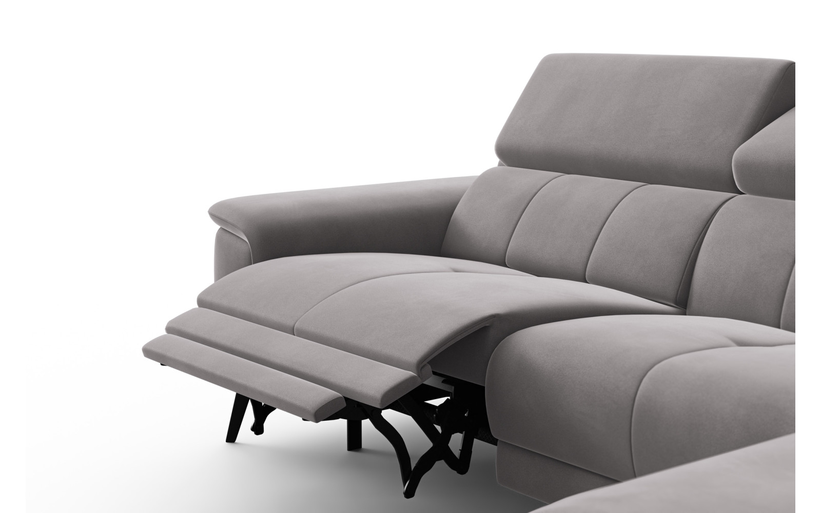 Ecksofa Relax 4-Sitzer rechts FIERO, Dunkelgrauer Veloursstoff
