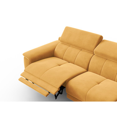 Ecksofa Relax 4-Sitzer rechts FIERO, Gelber Veloursstoff