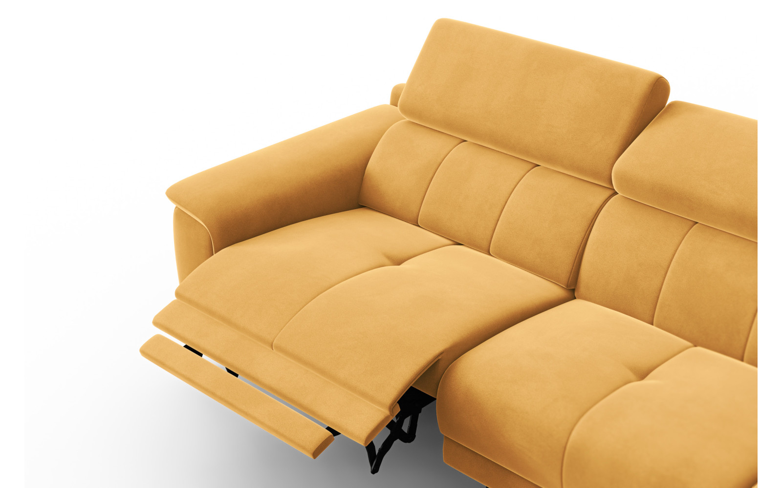 Ecksofa Relax 4-Sitzer rechts FIERO, Gelber Veloursstoff