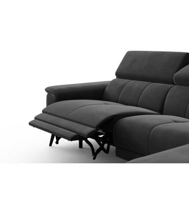 Ecksofa Relax 4-Sitzer rechts FIERO, Schwarzer Veloursstoff