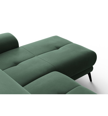 Ecksofa Relax 4-Sitzer rechts FIERO, Grüner Veloursstoff