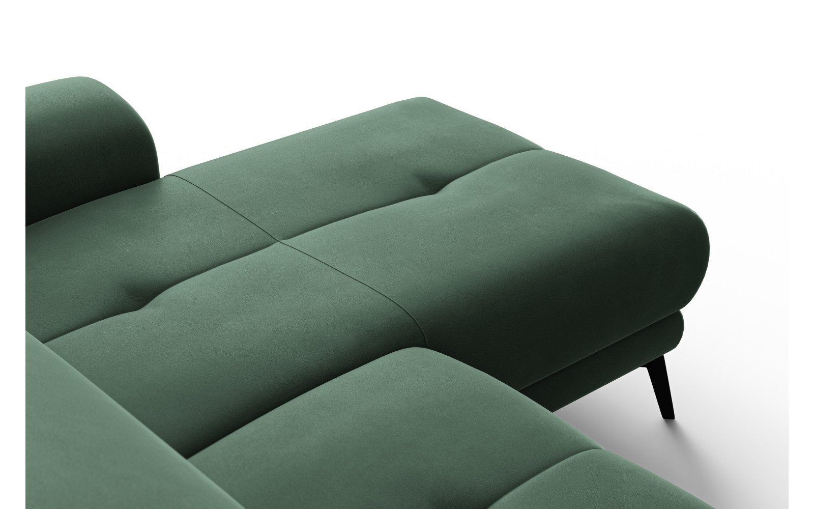 Ecksofa Relax 4-Sitzer rechts FIERO, Grüner Veloursstoff