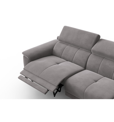 Ecksofa Relax 4-Sitzer rechts FIERO, Dunkelgrauer Veloursstoff