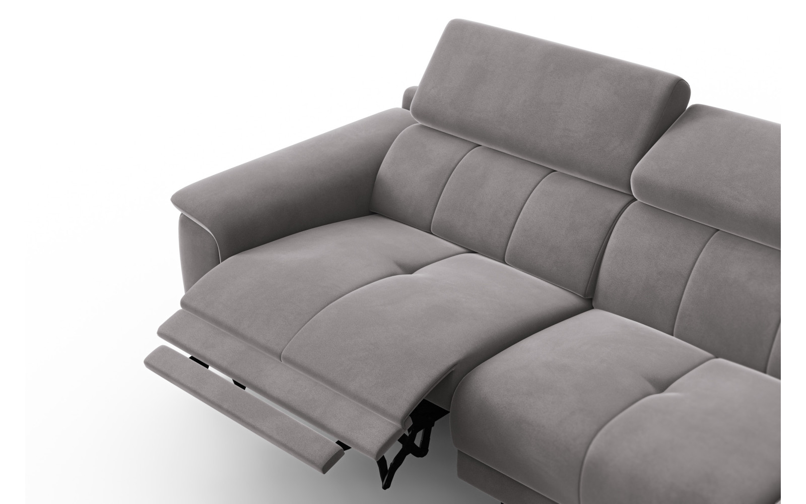 Ecksofa Relax 4-Sitzer rechts FIERO, Dunkelgrauer Veloursstoff